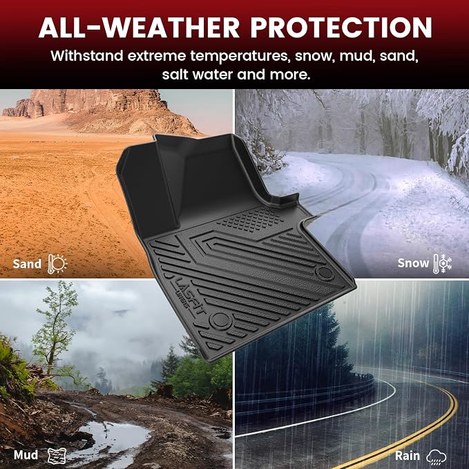 Floor Mats & Cargo Mat Fits for KIA EV6 2024 2023 2022(Not for Manual 1st Row), All Weather TPE Custom Fit Floor Liners for 1st and 2nd Row Car Mats & Trunk Liner for Kia EV6 Accessories, Black