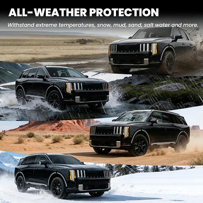 Floor Mats & Backrest Mats & Cargo Mat for Kia Telluride Gas 2027 (Not Fit Hybrid), All Weather TPE Custom Fit Floor Liners with Full Set Car Mats & Trunk Mats Accessories, Black