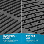 ProLiner Floor Mats for Cars Trucks SUV, 2-Piece All-Weather Car Mats with Universal Fit Design, Durable Car Floor Mats with Capture Ridges, Waterproof Rubber Floor Mats for Cars (Black)