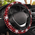 Christmas Snowflakes Steering Wheel Cover,Buffalo Plaid Elastic Non-Slip Steering Wheel Protector,Auto Interior Decor for Women Girls,Universal 15" Fit for Sedans,Trucks