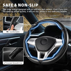 3pcs Carbon Fiber Anti-Skid Steering Wheel Cover, Waterproof Design, Universal Fit for 14-16 Inch Car Wheel Cover, Interior Car Accessories for Jeeps, SUVs, Trucks (Glossy Black)