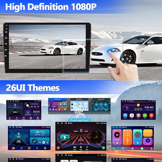 2G+64G Android Car Stereo for Honda Accord 8th 2008-2013 with Wireless Carplay Android Auto Mirror Link 10.1 inch Touchscreen Car Radio with GPS Navigation WiFi 26UI Bluetooth FM Backup Camera MIC