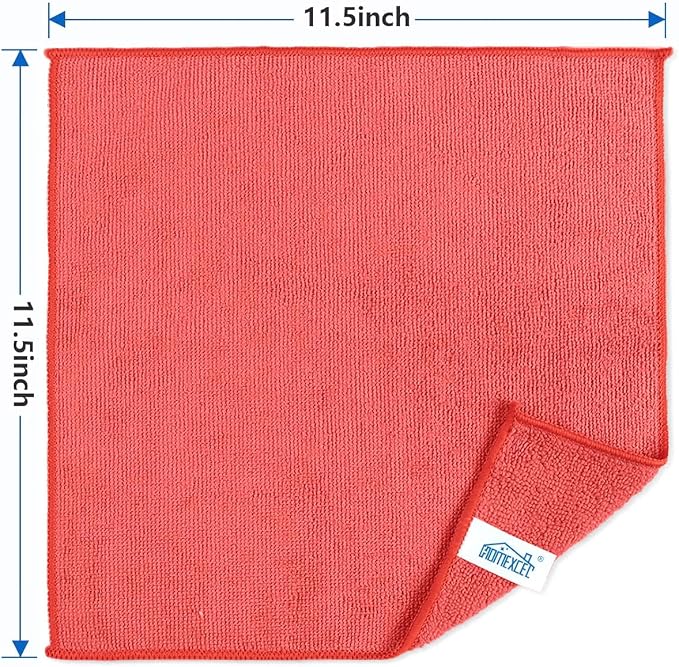 Microfiber Cleaning Cloth, Premium Microfiber Towels for Cars, Lint Free, Scratch-Free, Highly Absorbent, Reusable Cleaning Rags for Car, Household, Kitchen, Window(Red,100)