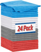 Shop Towels, Microfiber Cleaning Cloth Bulk, 24 Pack Microfiber Towels for Cars, All-Purpose Absorbent Cleaning Rags, Dust Cloth for Automotive, Mechanic, Garage, Bar, 11.5 x 11.5 inch