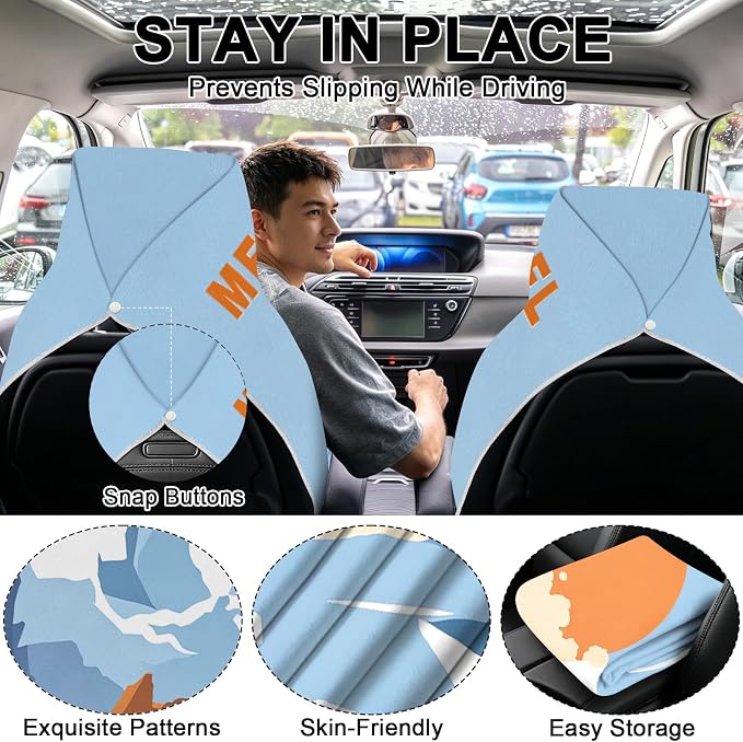 2 Pack Car Towels Seat Cover with Storage Bag, Multifunctional Microfiber Towel for Gym Outdoor Sport Running,Picnic, Beach, Pet Dog Travel,Fits Car SUV Truck (Mountain Wander)