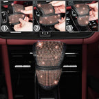 12 Pcs Bling Car Accessories Set for Women Car Floor Mats Full Set Steering Wheel Cover Seat Belt Covers Coasters Universal Fit Car SUV Truck Van Champagne