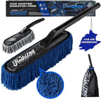 Car Duster Exterior - 25" Wood Handle | Wax Cotton Hair Scratch Free Cleaning for Cars/SUV/Truck/RV Roofs & Windshields | Waterless Dust & Pollen Remover