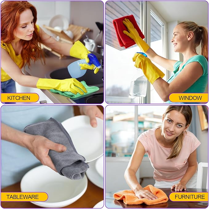 60 Pcs Microfiber Cleaning Cloths for Cars 16 x 16 Inch Ultra Absorbent Car Towels Drying Reusable Cleaning Supplies House Kitchen Window Microfiber Towel (6 Color)