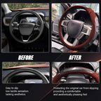 Breathable Leather Steering Wheel Cover with Non-Slip Grip for Enhanced Comfort - Designed for 15.35-16.14Inch Wheels on Pickup Trucks & Large SUVs. (15.74-inch red)