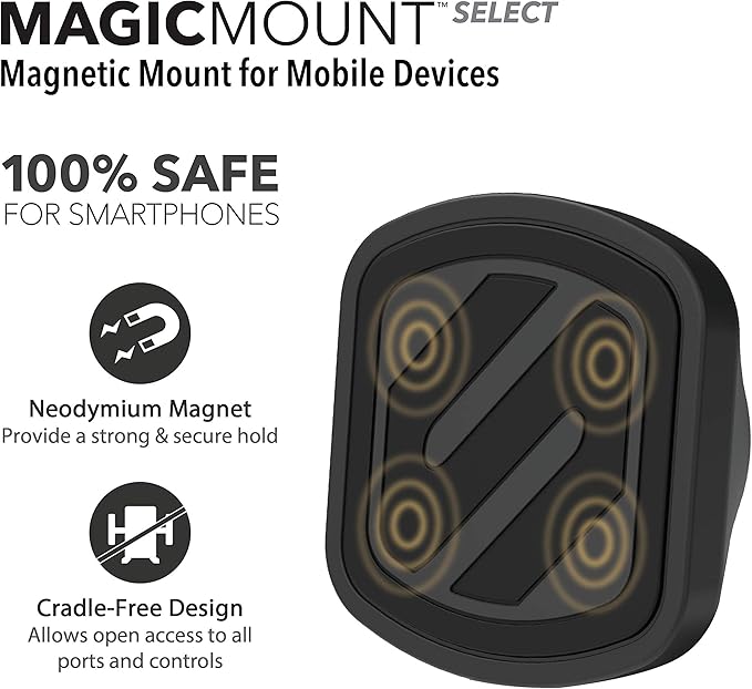 MMD-RPSP1 MagicMount Select Magnetic Car Phone Holder - Strong Magnet Mount for iPhone and Android - Secure Magnetic Cell Phone Mount for Car Dash - Universal 360° Mobile Cellphone Holder