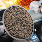 Brown Leopard Print Steering Wheel Cover Sun Shade,Insulated Car Steering Wheel Cover for Blocking Sun & Heat,Cheetah Print Car Accessories 17 inch Steering Wheel Shield for Cars SUV Trucks