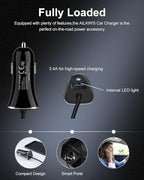 iPhone 17e USBC Car Charger with Built-in 3ft Coiled Cable Fast Charging | USB C Car Adapter for iPhone 17 16 15 Pro Max, Samsung S26 S25 Ultra Retractable Cord Type C Cigarette Lighter Adapter