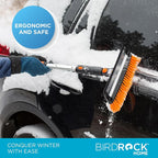 39" Extendable Snow Brush with Detachable Ice Scraper for Car - Portable Snow Removal Tool for Windshield & Vehicles - Flexible Handle, Ergonomic Grip, 11" Wide Squeegee & Bristle Head