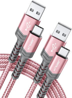 USB-C to USB A Cable 3.1A Fast Charging [2-Pack 6.6ft], iPhone 15 USB Type C Charger Cord Compatible with iPhone 15/15 Plus15 Pro/15 Pro Max, Samsung Galaxy S20 S10 S9, Note 20 10, LG G8 G7-Pink
