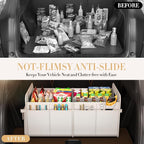 Trunk Organizer For Suv & Sedan,Car Organizers and Storage, Waterproof Collapsible & Adjustable Straps,75L Sturdy Car Organization for Car Accessories, Tools,Sundries,2-3 Compartment（Beige）