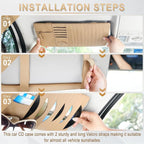 Sun Visor CD Case Holder for Car - Multi-Function Visor Organizer with CD/DVD Storage, Eyeglass Clip, Card Slots & Pen Holder, Durable Leather Car Accessories (Beige)