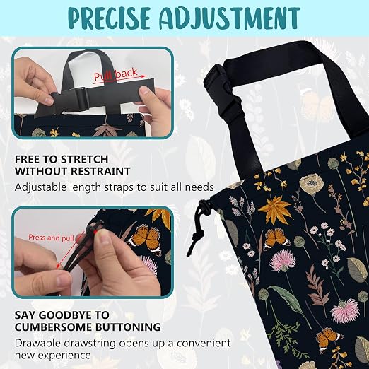Car Garbage Bag Blooming Botanical Plants Drawstring Car Trash Bag Hanging for Back Seat with Adjustable Buckle Canvas Vehicle Trash Can Easy-to-Install