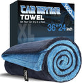 PUGPIU 1400GSM Large Microfiber Car Drying Towel Detailing 24"x36" | XL Super Absorbent Microfiber Towels - Edgeless with Twisted Loop - No Lint Streak for SUV Truck Car Detailing (Blue)