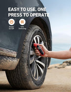 Digital Tire Pressure Gauge 3-300PSI Calibrated to ANSI B40.7 Grade 2A (0.5%), Backlight and Flashlight, Presta Valve Adaptor Included, 4 Units, AAA Batteries, Red, 2Pack