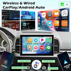 10.1 inch Single Din Touchscreen Radio 10 inch Car Stereo with Wireless Carplay Support AM FM Radio/YouTube Video/Bluetooth/Car Play/Android Auto + Backup Camera + Mic