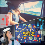 Car Sun Shade Side Window, 2pcs Magnetic Double Layer Car Window Shades for Privacy Full Covers/Half Shade Options Cute Space Pattern Side Window Curtains for Kids