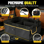 95L Car Trunk Organizer with 2 Tie-Down Straps&2 Removable Dividers|Foldable Cover,Multi-Compartment Collapsible Storage Box for SUV&Sedan&Truck|Non-Slip Bottom,3mm Durable PE Board Construction