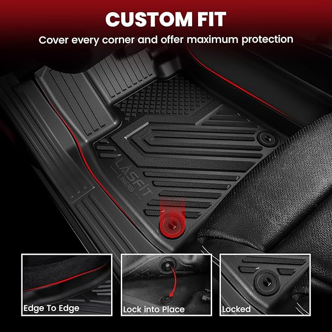 Floor Mats & Cargo Mats Fits for Hyundai Santa Fe 2020 2019 (Not fit 2019 Santa Fe XL) All Weather TPE Custom Fit Floor Liners Car Mats & Trunk Mats Accessories, Black