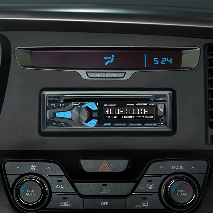 XDM280BT Single-DIN in-Dash CD Receiver with Bluetooth, Blue, 2.07x2.37x5.18 inches