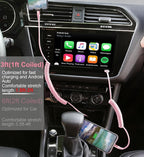 iPhone Charger Cable for Car 3FT, 2Pack Coiled Coiled Lightning Cable [Apple MFi Certified] iPhone Cable Compatible with iPhone14/13/12/11 Pro Max/XS MAX/XR/XS/X/8/7/Plus-Pink