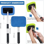 3 Set Windshield Cleaner Tool Inside Car Window Cleaner Tool with 3 Extendable Handle 9 Reusable Microfiber Pads and 3 Spray Bottles for Auto Home Interior Exterior Glass Cleaning (Multicolor)