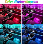 6 in 1 Car Led Strip Lights with App Control, RGB Colors Interior Car Lights, Ambient Led Lighting Kit, 4 Light Flashing Modes, USB Neon Accessories for Doors, Center Console