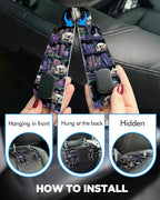 Purse Holder for Car, 2 Pack Heavy Duty Purse Hanger for Car, PU Leather Car Seat Hooks for Purses and Bags, Cute Purple Skeleton Headrest Organizer for Handbags & Backpacks