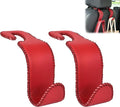 Car Seat Headrest Hook Universal Vehicle Storage Hanger Leather with Metal Car Seat Back Organizer for Handbag Purse Coat Wine 2 Pack