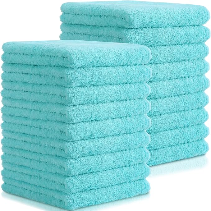 15 Pcs Car Microfiber Towels Buffing Drying Wash Cleaning Cloths Plush Large Towels Thick Care Polishing Detailing Waxing Scratch Proof Towel, 15.75 x 15.75 Inch (Light Blue)