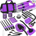 17PCS Car Cleaning Kit, Purple Car Interior Detailing Kit with High Power Handheld Vacuum, Detailing Brush Set, Windshield Cleaner, Cleaning Gel, Complete Auto Accessories for Women Gift