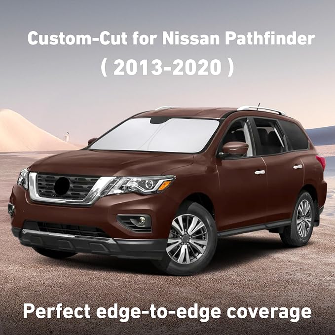 Windshield Sunshade Compatible for Nissan Pathfinder 2013-2018 2019 2020, Sun Visor for Front Windshield & Window Sun Shade Cover, UV Heat Blocker & Protector, Car Accessories