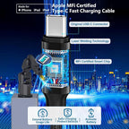 [Apple MFi Certified] iPhone 17 Car Charger Fast Charging, KYOHAYA 3Port 67W PD/QC Car Power Adapter USB-C Car Charger Car Accessories + Type-C Braided Cord for iPhone 17/17 Pro/16 Pro/15/Galaxy/Pixel