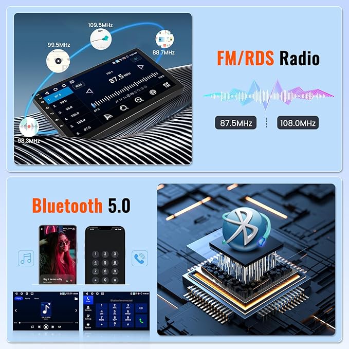 [4+64G] Android 15 Car Radio for Honda CRV 2007-2011, Car Stereo with Wireless Carplay Android Auto GPS Navigation WiFi 9 Inch Touchscreen WiFi Bluetooth FM/RDS Rear View Camera Microphone