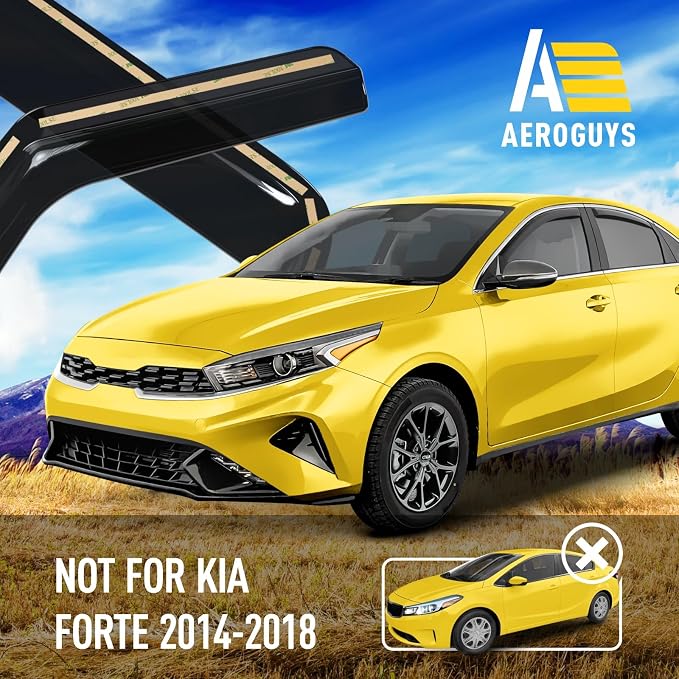 Extra Durable Window Deflectors in-Channel Window Visors Rain Guards Fit for Kia Forte 2019-2024, Sun Visors, Wind Vent for Shades, Exterior Car Accessories - 4pcs. AG0769