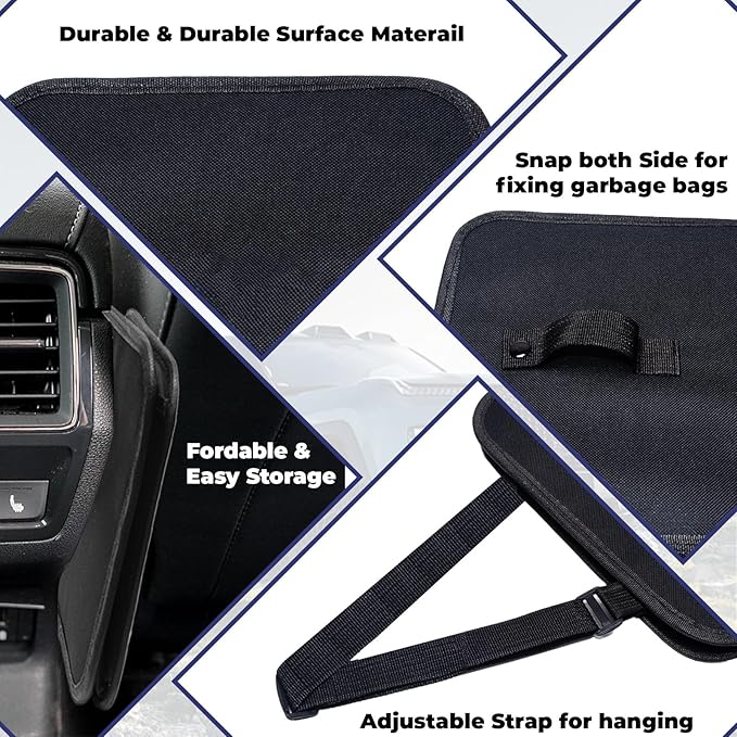 Car Trash Can, 2.8 Gallons Foldable Car Garbage Can, Collapsible Hanging Car Trash Bin for Car Seat, Leakproof Garbage Bags, Car Interior Accessories