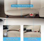 Car Seat Gap Filler Set of 2, 3IN1 Seat Side Gap Filler Plug with Storage Slot & Hook Function, Soft Foam Universal Fit Car SUV Truck Fill Gap Between Seats Console Organizer（Dark Brown）