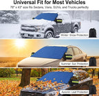 Windshield Cover for Pickup Trucks SUVs Sedans, Heavy Duty Waterproof All-Season Snow Ice Sun Protector, Universal Car Windshield Guard with Anti-Theft Side Flaps, Heat Shield, Blue