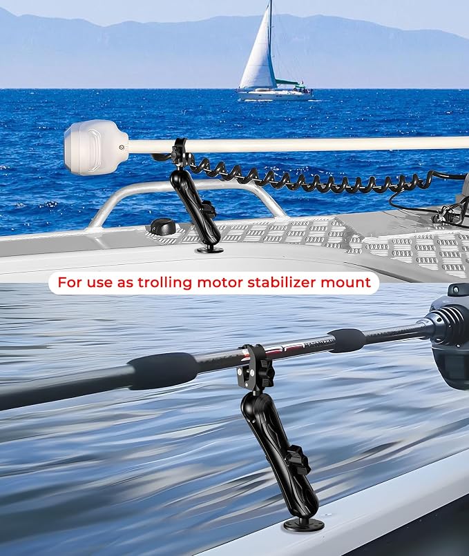 1.5" Ball Aluminum Alloy Double Socket Arm, 9.1" Length Long Arm | Compatible with RAM Mounts C Size 1.5" Ball Components, 360° Rotation, for Fish Finder Mount, Marine Electronic Mount