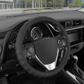 Genuine Black Leather Steering Wheel Cover for Car, Small (13.5" - 14.5") – Ergonomic Comfort Grip for Men & Women, Car Steering Wheel Cover for Vehicles with Small Steering Wheels