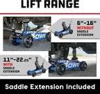 Powerbuilt 1.5 Ton Big Wheel Off Road Jack, Vehicle Lift for Trucks, SUVs, ATVs Offroad Vehicles, Oversized Wheels for Rugged Terrain, 3000 LB Capacity, Blue 620625ECE