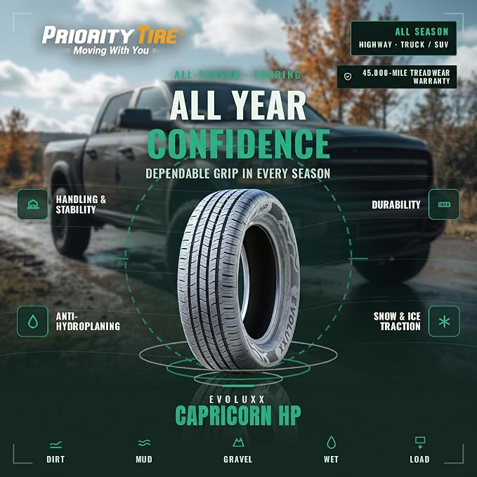 Capricorn HP All-Season Truck/SUV Performance Radial Tire-235/60R16 235/60/16 235/60-16 100H Load Range SL 4-Ply Black Side Wall UTQG 700AA