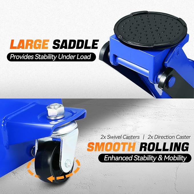 4 Ton Low Profile Floor Jack, Heavy Duty Steel Hydraulic Car Jack with Dual Pistons Quick Lift Pump, Hydraulic Racing Floor Jack, Lifting Range 4.5" to 20", Blue