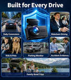 4K Dash Cam Front and Rear, 360° Interior Rear Camera for Cabin, Side & Rear - Dash Camera for Cars with 64GB Card, Low-Light Sensor, Wi-Fi 6 GPS, Touch Screen, HDR WDR, Support 1TB, A80T