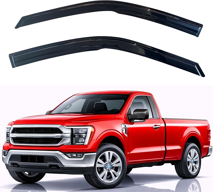 KPY Rain Guards Fit for 2015-2026 Ford F150 Regular Cab, Out-Channel Window Visors Vent Wind Deflectors 2PC, Truck Accessories for 2017-2026 Ford F250 F350 F450 F550 Super Duty (Single Cab Only)