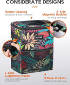 Car Trash Can with Lid and Storage Pockets - 100% Leak-Proof Organizer, Waterproof Garbage Can, Multipurpose Trash Bin for Car, 2 Gallons, Autumn Leaves